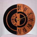 Modern Wooden & Black Roman Numeral Wall Clock