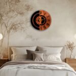 Modern Wooden & Black Roman Numeral Wall Clock