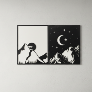 Mountain Day & Night Metal Wall Art
