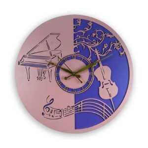 Musical Instruments Decorative Wall Clock – Piano & Violin Design
