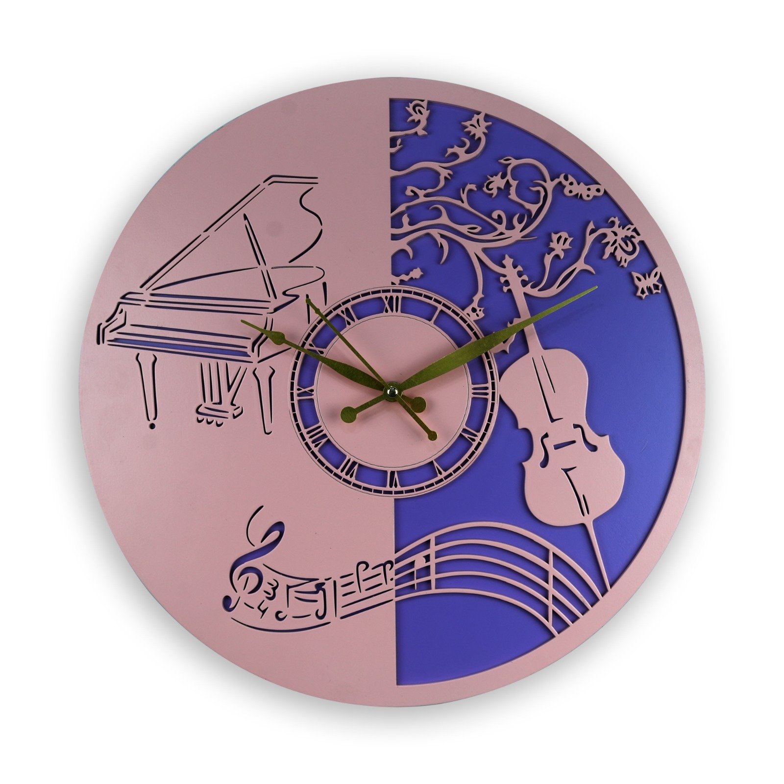 Musical Instruments Decorative Wall Clock – Piano & Violin Design