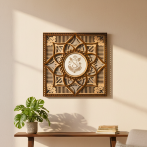 Ornate Ganesha Mandala Wooden Wall Art
