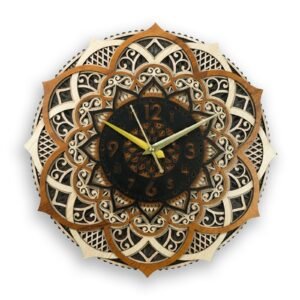 Ornate Mandala Wooden Wall Clock