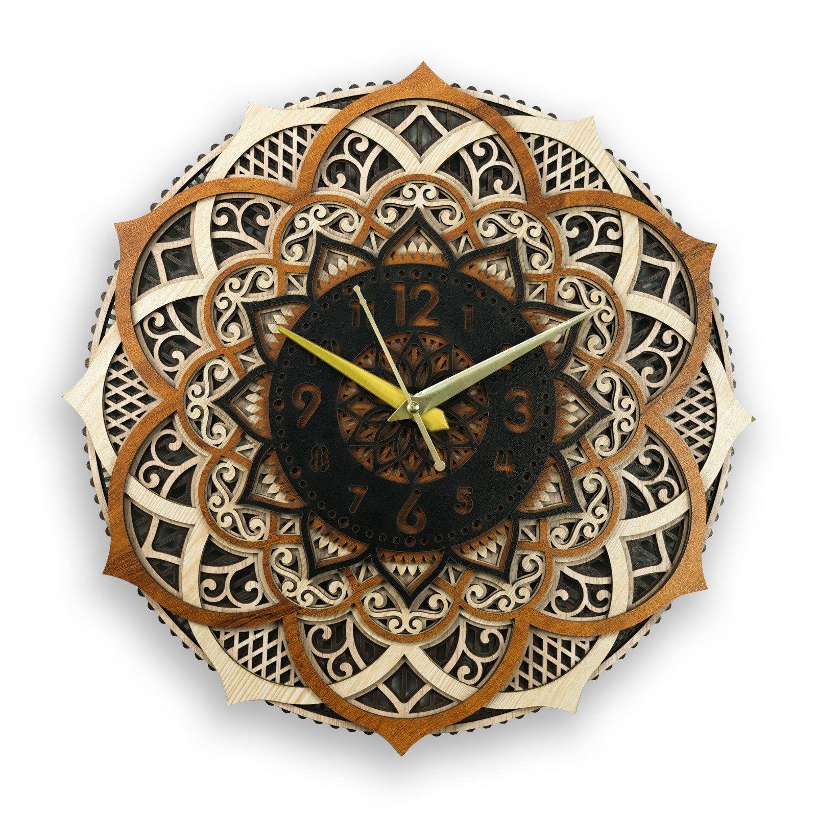 Ornate Mandala Wooden Wall Clock