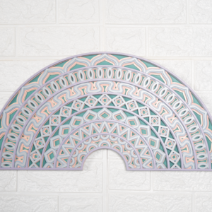 Pastel Geometric Mandala Half-Moon Wall Décor