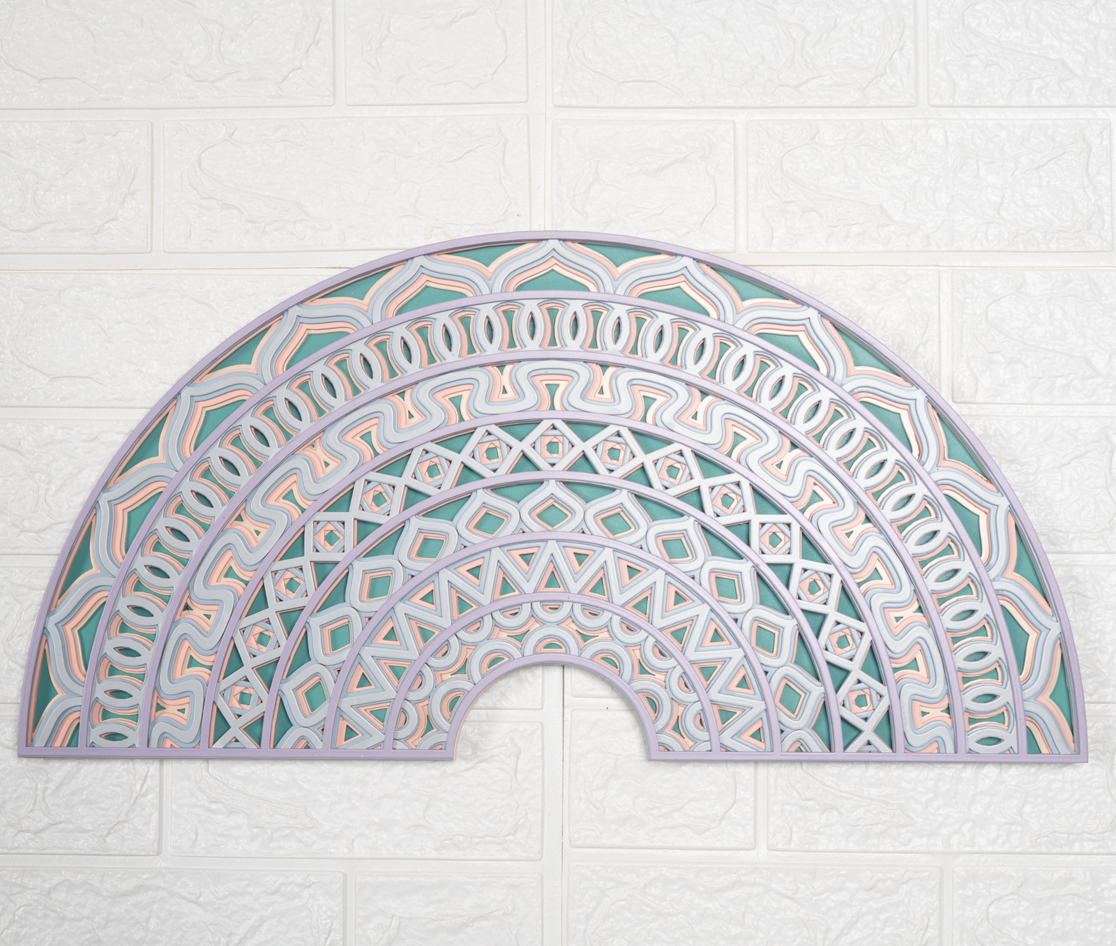 Pastel Geometric Mandala Half-Moon Wall Décor