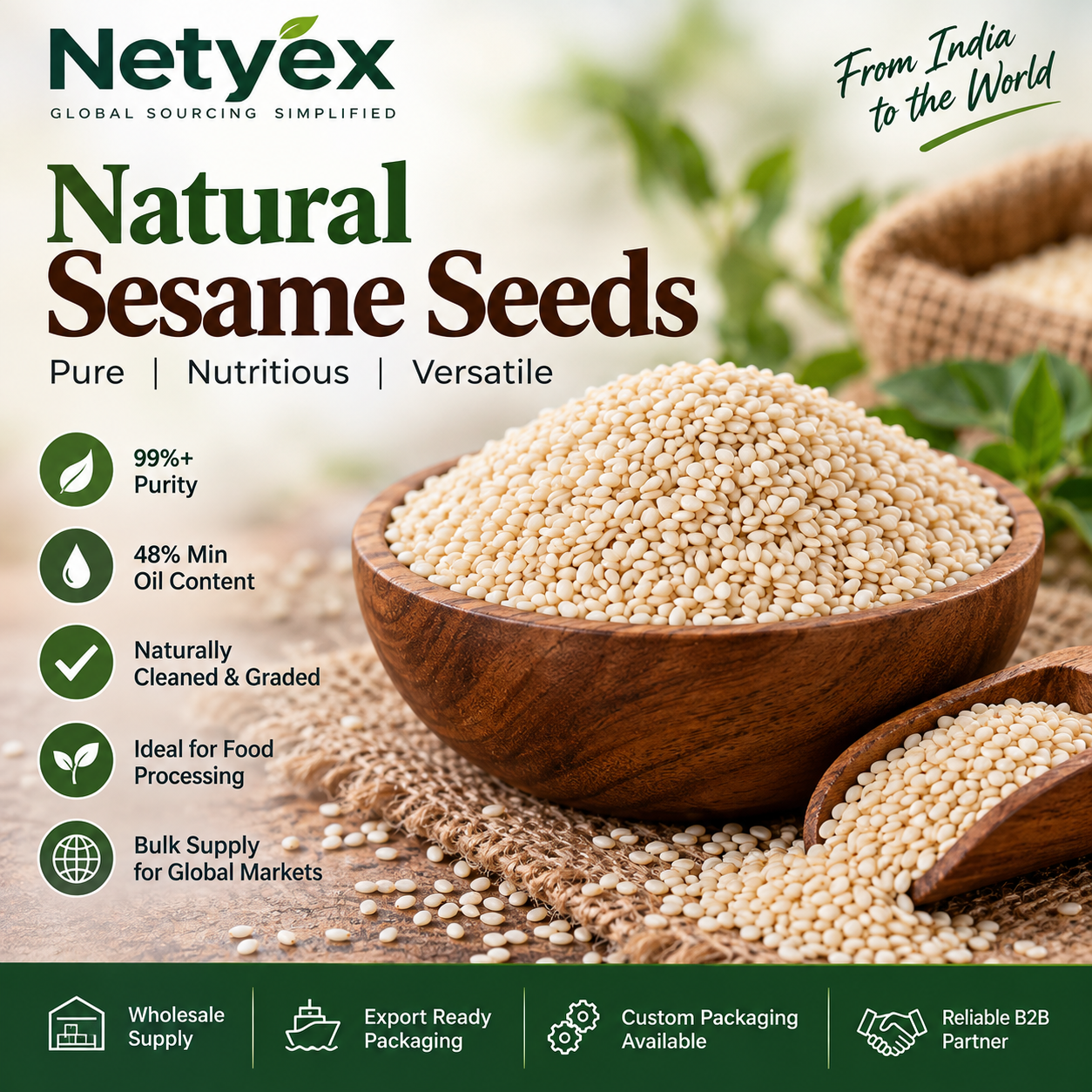 Premium Quality Hulled-Free Sesame Seeds for Wholesale & Bulk Supply
