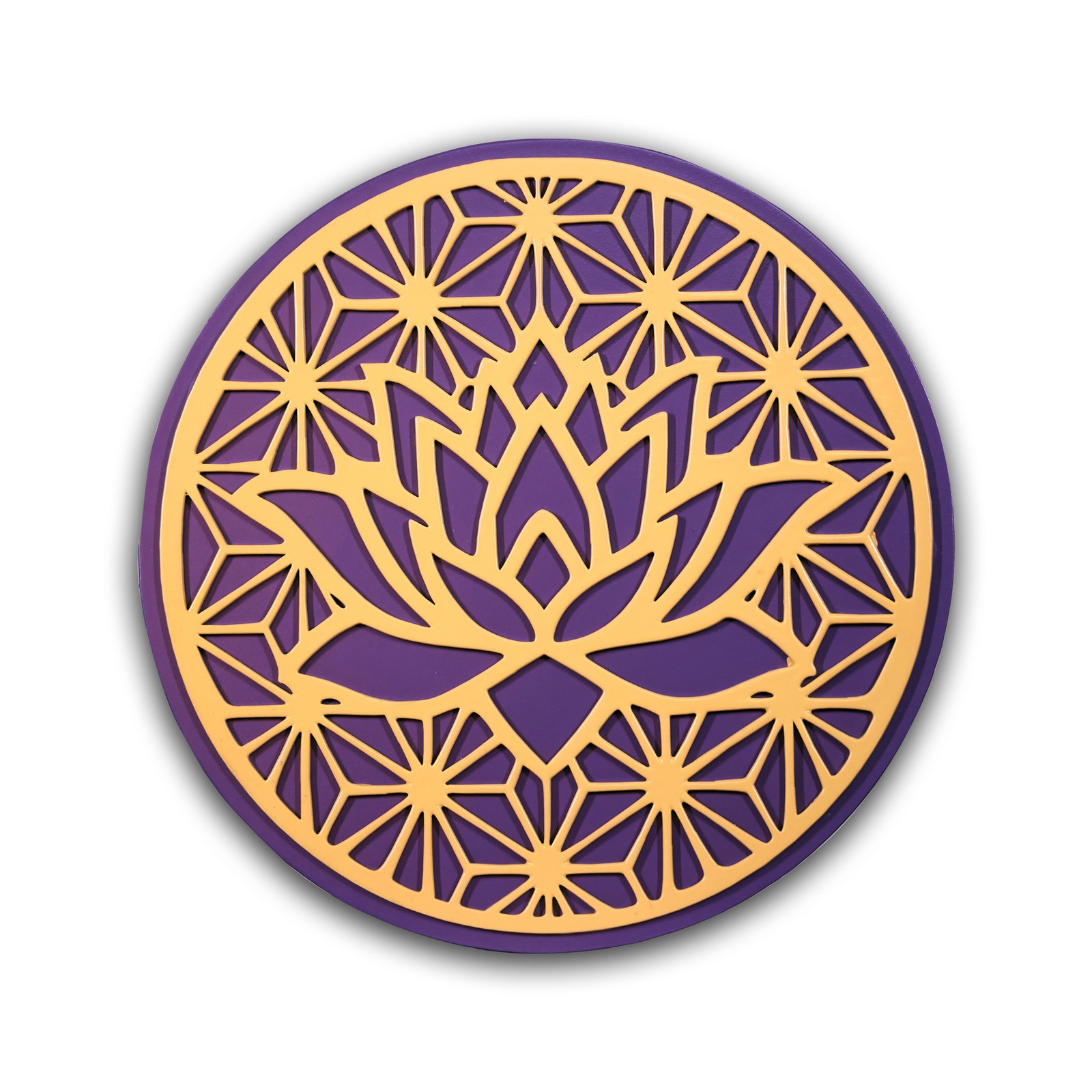 Purple & Gold Lotus Geometric Decorative Wall Panel