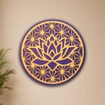 Purple & Gold Lotus Geometric Decorative Wall Panel
