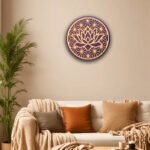 Purple & Gold Lotus Geometric Decorative Wall Panel