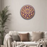 Purple & Gold Lotus Geometric Decorative Wall Panel