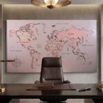 Rose Gold World Map Wall Décor