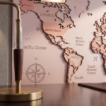Rose Gold World Map Wall Décor