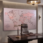 Rose Gold World Map Wall Décor
