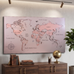 Rose Gold World Map Wall Décor
