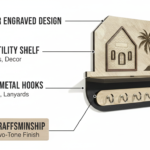 Sweet Home Wooden Wall-Mounted Key Holder with Shelf – 8 Hooks