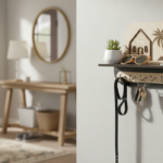 Sweet Home Wooden Wall-Mounted Key Holder with Shelf – 8 Hooks