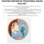 Traditional Indian Folk Art Portrait & Lotus Painting