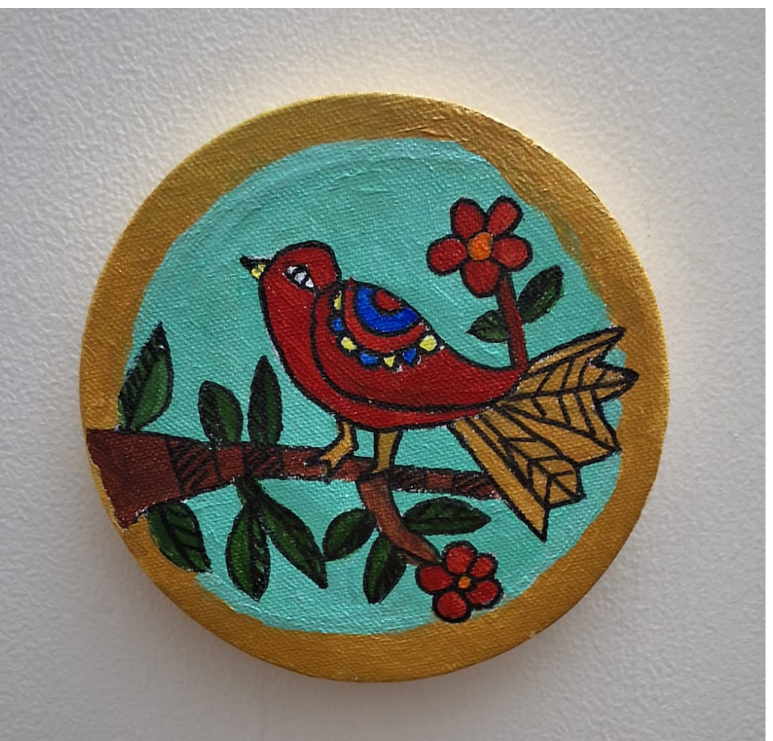 Traditional Madhubani Bird Hand-Painted Wall Art
