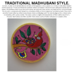 Traditional Madhubani Style Hand-Painted Bird Wall Decor