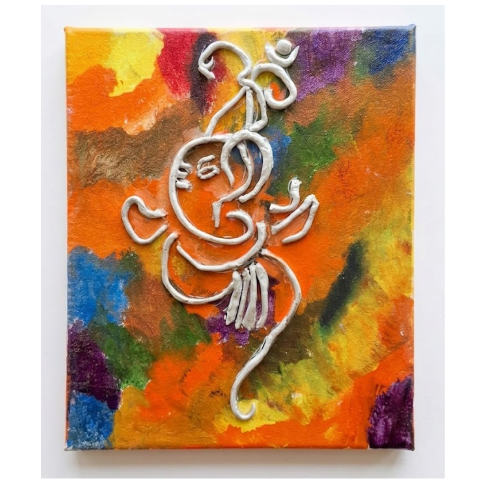 Vibrant 3D Relief Ganesha Painting