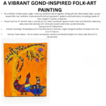 Vibrant Gond-Inspired Folk Art Painting – Birds & Flowering Tree