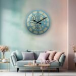 Vintage Gear-Style Skeleton Wall Clock – Blue