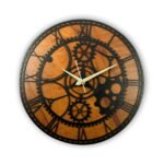 Vintage Industrial Gear Wall Clock – Wooden Finish