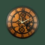 Vintage Industrial Gear Wall Clock – Wooden Finish
