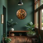 Vintage Industrial Gear Wall Clock – Wooden Finish