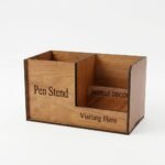 Wooden Desk Organizer with Pen Holder, Mobile Phone Stand & Visiting Card Holder