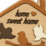 Wooden “Home Sweet Home” Bird Wall Key Holder
