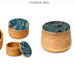 Wooden Storage Jars with Decorative Inlay Lids