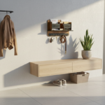 Wooden Wall-Mounted Entryway Organizer with Shelf & Key Hooks