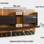 Wooden Wall-Mounted Entryway Organizer with Shelf & Key Hooks