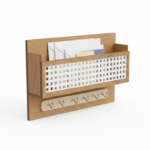 Wooden Wall-Mounted Mail & Key Organizer