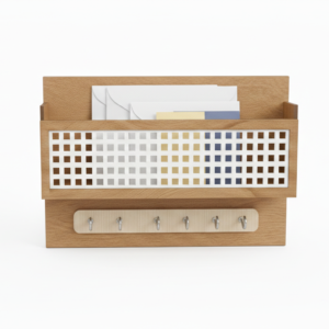 Wooden Wall-Mounted Mail & Key Organizer