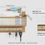 Wooden Wall-Mounted Mail & Key Organizer