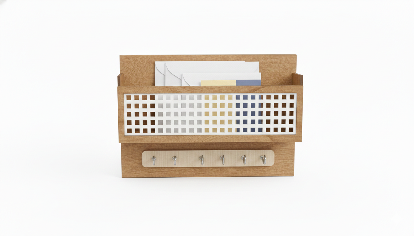Wooden Wall-Mounted Mail & Key Organizer