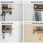 Wooden Wall-Mounted Organizer with Shelf & Hooks