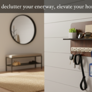 Wooden Wall-Mounted Organizer with Shelf & Hooks