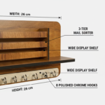 Wooden Wall-Mounted Organizer with Shelves & Hooks