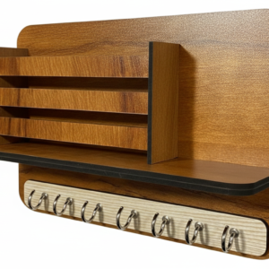 Wooden Wall-Mounted Organizer with Shelves & Hooks