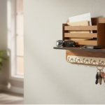 Wooden Wall-Mounted Organizer with Shelves & Hooks