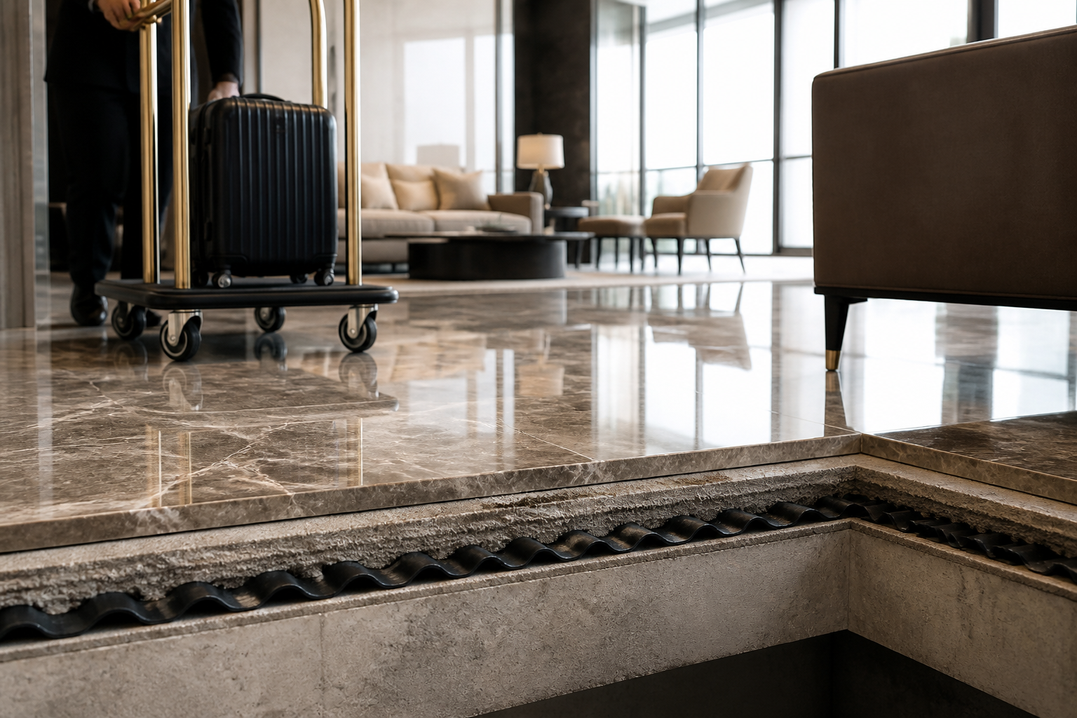 Specifying Acoustic Underlayments for High-Rise Marble Flooring Without Mortar Bed Delamination