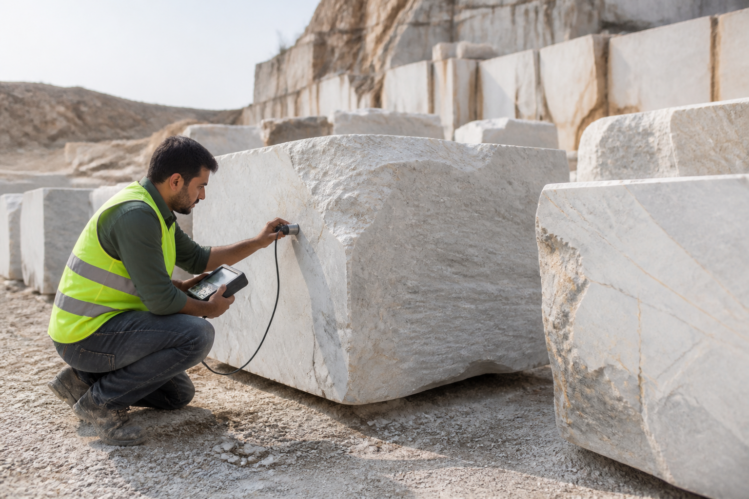 On-Site Quarry Inspection in Rajasthan: Detecting Micro-Fissures in Marble Blocks Before Gangsaw Processing