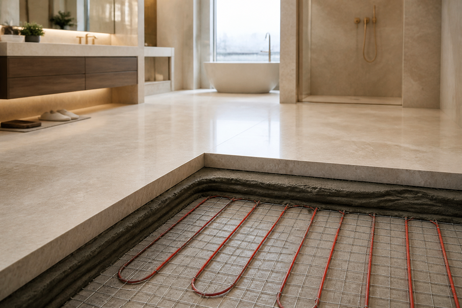 Installing Hydronic Radiant Heating Under Thick Marble Flooring: Mortar Bed Deflection and Thermal Expansion
