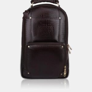 Crocodile-Embossed Leather Backpack