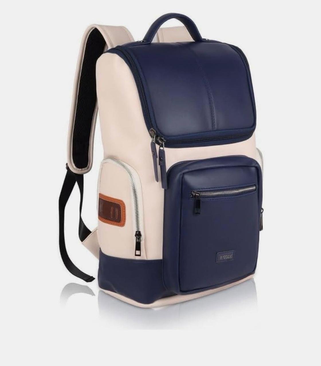 Premium Navy & Cream Laptop Backpack