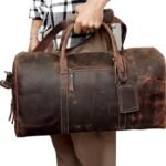 Vintage Leather Travel Duffle Bag
